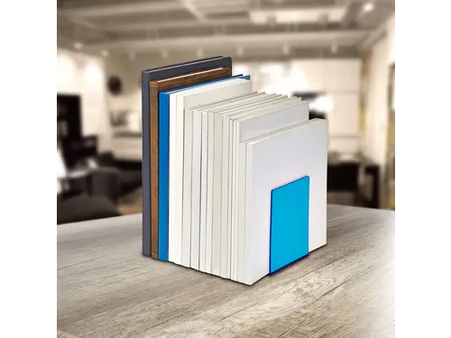Boekensteun MAUL 10x10x13cm acryl set 2 neon blauw transparant