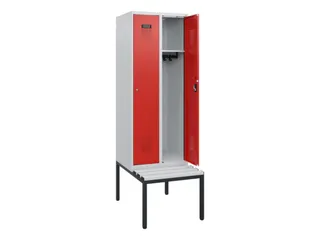locker met bank,HxBxD 1950x600x815mm,2vak,vak B 300mm,cilinderslot - 1