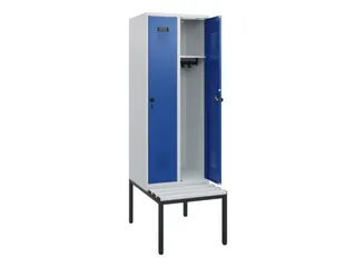 locker met bank,HxBxD 1950x600x815mm,2vak,vak B 300mm,draaigrendel - 1