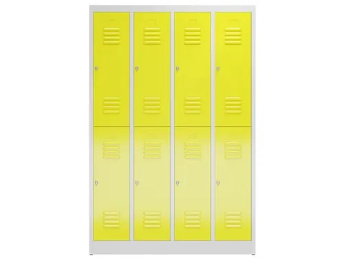 Dubbeldekse garderobekast 1800x1185x500mm 4x2vak klink RAL7035 RAL1018