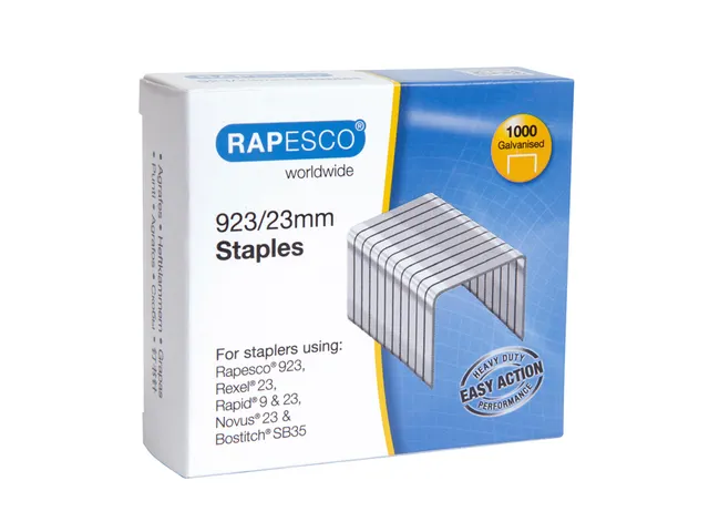Agrafes Rapesco Heavy Duty 923/23 galvanisé boîte 1000 pièces
