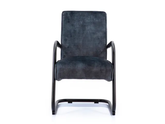 Luxe Vergaderstoel Dunton Antraciet Velours Zwart Sledeframe