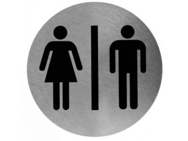 OUTLET Pictogram rond man/vrouw RVS, PS0001CS