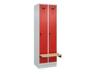 locker met bank,HxBxD 1950x600x815mm,2vak,vak B 300mm,draaigrendel - 2
