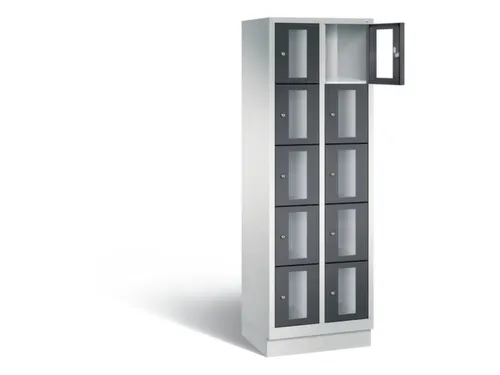 Lockerkast 1800x610x500mm 2x5 vakken Cilinderslot, Sokkel, RAL7021