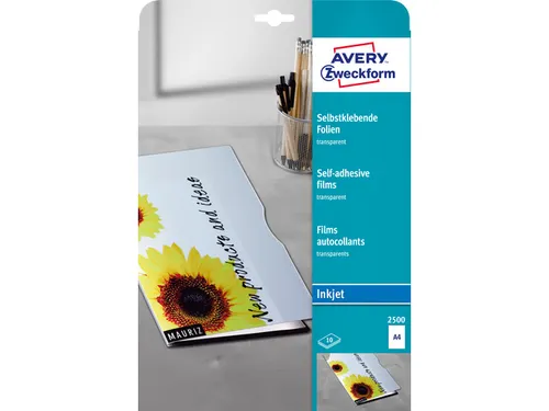 inkjetfolie Avery A4 170micron transparant doos a 10 vel