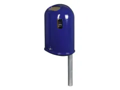 Afvalbak staalplaat met asbak 45 liter ovale opening veerklep blauw