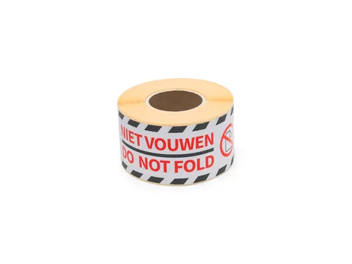 Gevaaretiket Raadhuis 46x125mm rol 250 stuks Do not fold EN/NL wit/roo