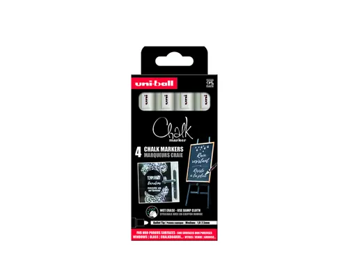 Krijtstift Uni-ball chalk rond 1.8-2.5mm wit 4 stuks