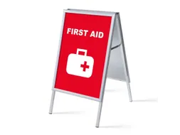 Stoepbord A1 complete set met print "FIRST AID" rood/wit (EHBO)