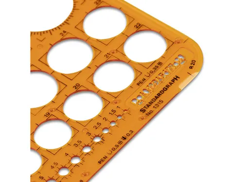 Sjabloon cirkel Standardgraph 1-36mm 45 cirkels