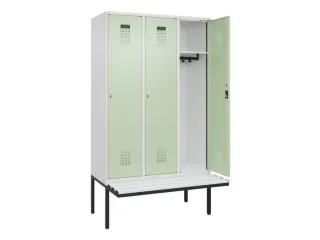 locker met bank,HxBxD 2120x1200x815mm,3vak,vak B 400mm,cilinderslot - 1
