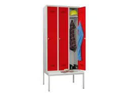 locker met bank,HxBxD 2150x900x500mm,3vak,RAL7035,front RAL3000