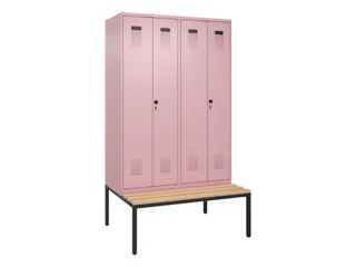 PBM-locker met bank,HxBxD 2120x1200x815mm,4vak,vak B 300mm - 2
