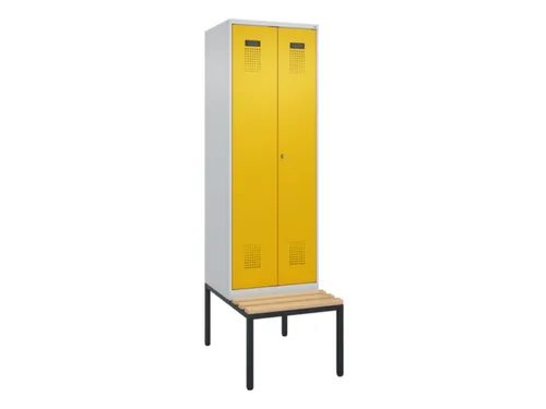 locker met bank,voor scheiding van kleding,HxBxD 2120x600x815mm,2vak