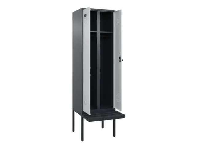 locker met bank,voor scheiding van kleding,HxBxD 2120x600x815mm,2vak