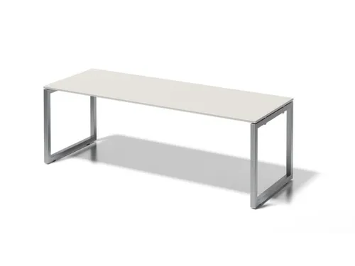 bureau,HxBxD 740x2200x800mm,blad grijswit,sledeframe zilverkleurig