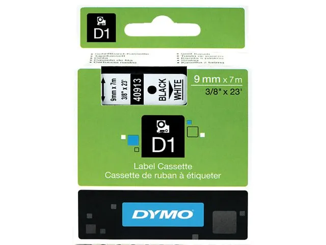 Labeltape Dymo 40913 D1 S720680 9mmx7m zwart op wit