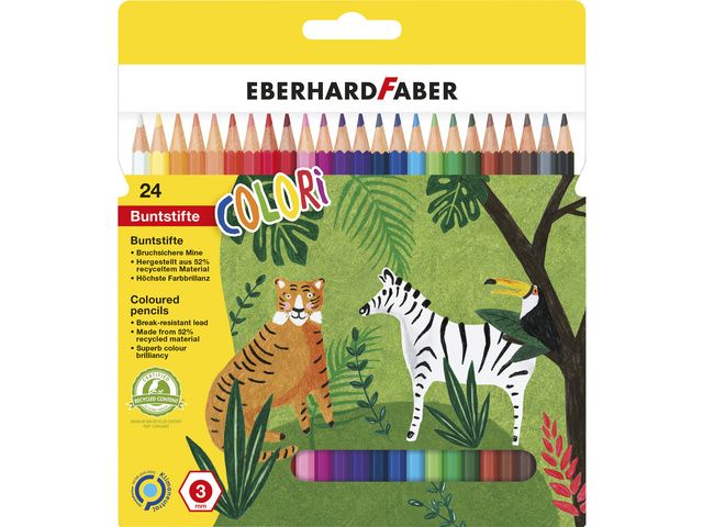 kleurpotlood Eberhard Faber Kid 17,5cm etui à 24 stuks assorti kleure | KleurpotlodenWinkel.nl