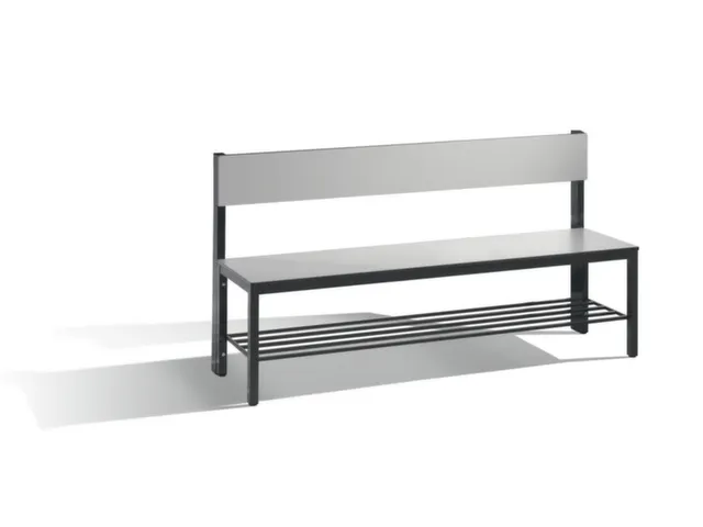omkleedbank,HxLxD 796x1500x407mm,HPL zilvergrijs,frame staal RAL7021