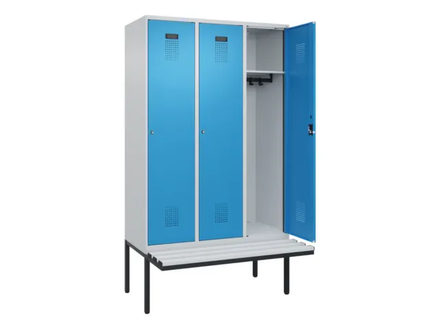locker met bank,HxBxD 2120x1200x815mm,3vak,vak B 400mm,cilinderslot
