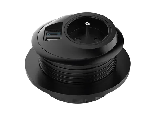 Desktop stekkerdoos Power PixelTUF 1x Penaarde +USB A/C 25W Zwart