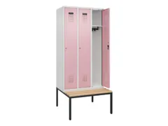 locker met bank,HxBxD 2120x900x815mm,3vak,vak B 300mm,cilinderslot