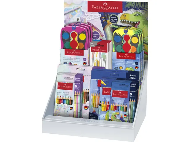 Dino en Unicorn Faber-Castell display gevuld met: Colour grip kleur- p