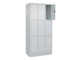 lockerkast,HxBxD 1950x900x500mm,3x3vakken,vak B 300mm,cil.-slot,sokkel - 1