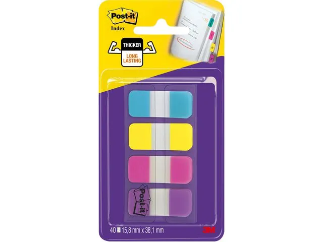 Mini marque-pages Post-it strong 16x38mm assorti