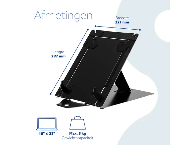 Tablet en laptopstandaard in 1 R-Go Riser Duo voor 10-22 inch Zwart