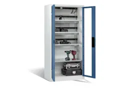 acculaadkast 1950x930x500mm 15stekkerdozen 230V ventilator fr. RAL5023