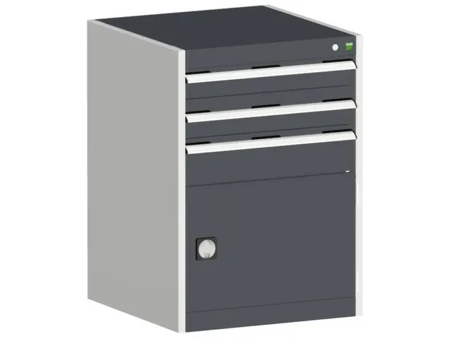 ladekast HxBxD 900x650x525mm 3laden RAL7035 front RAL7016