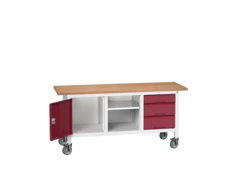 werkbank,HxBxD 830x1750x600mm,multiplexblad,uitrusting: 3laden,kast