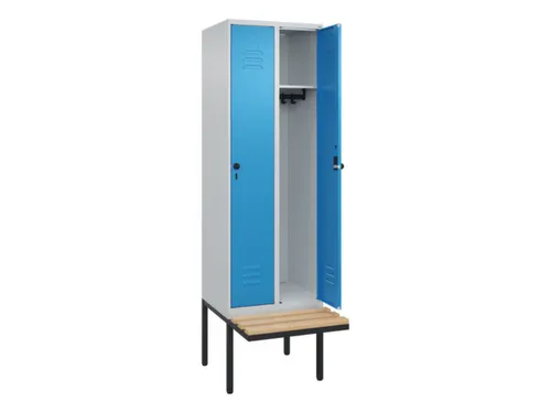 locker met bank,HxBxD 2120x600x815mm,2vak,vak B 300mm,draaigrendel