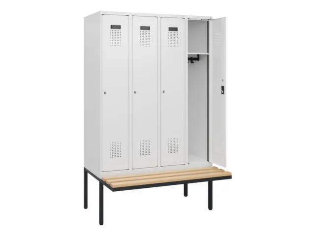 locker met bank,HxBxD 1950x1200x815mm,4vak,vak B 300mm,cilinderslot