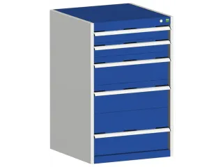 ladekast HxBxD 1000x650x650mm 5laden romp RAL7035 front RAL5010 - 1