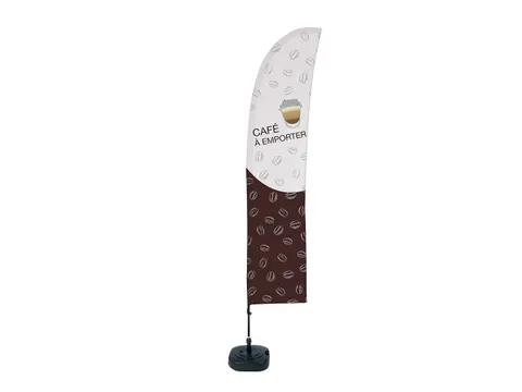 Beachflag 430cm complete set "Café à Emporter" bruin