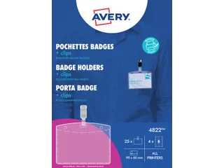 Avery 4822 Badgehouder met clip set 60x90mm 25 stuks+32 kaarten - 1