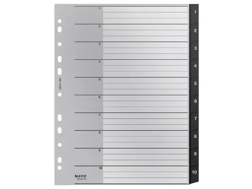 Tabblad Leitz Recycle A4 11-gaats 1-10 extra breed PP