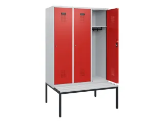 locker met bank,HxBxD 1950x1200x815mm,3vak,vak B 400mm,cilinderslot - 1