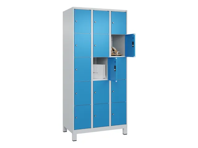 lockerkast,HxBxD 1950x900x500mm,3x5vakken,vak B 300mm,cil.-slot,voeten