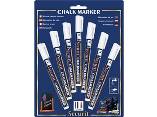 Securit Krijtmarker Small Wit, Blister Met 7 Stuks - 1