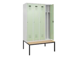 locker met bank,voor scheiding van kleding,HxBxD 2120x1200x815mm,4vak