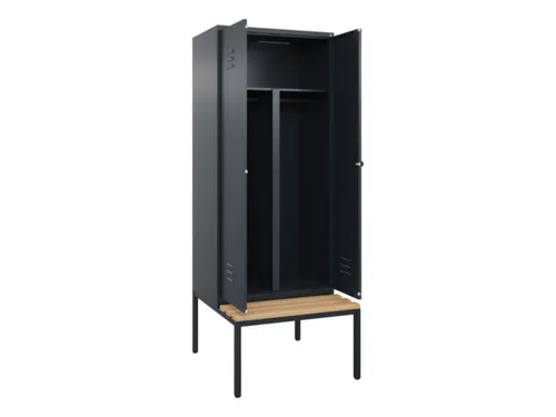 PBM-locker met bank,HxBxD 2120x800x815mm,2vak,vak B 400mm,draaigrendel