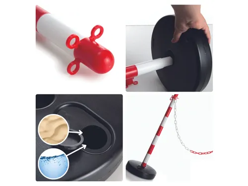 Afzetpaal Rood Wit Voor Signalisatieketting Set 2 stuks