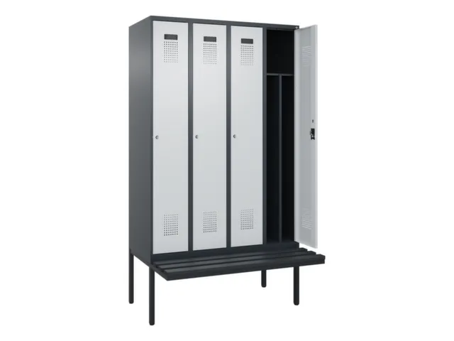 locker met bank,voor scheiding van kleding,HxBxD 2120x1200x815mm,4vak