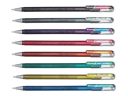Gelschrijver Pentel K110 Dual medium metallic assorti 8 kleuren