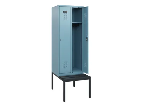 locker met bank,HxBxD 1950x600x815mm,2vak,vak B 300mm,cilinderslot