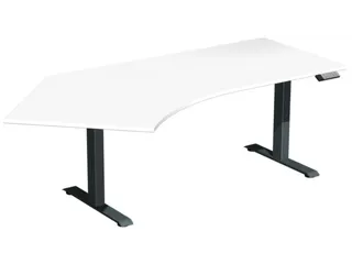 Elektrisch in hgte vst. hoekbureau,HxBxD 630-1280x2166x1130mm,blad wit - 1